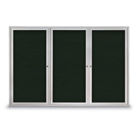United Visual Products 30"x36" 1-Door Enclosed Outdoor Letterboard, Green Felt/Satin Alum UV1166DSD3036-SATIN-GREEN
